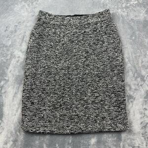 Garnet Hill Skirt Womens Sz 6 Wool Blend Pencil Gray Tweed Back Zip Classic Slit